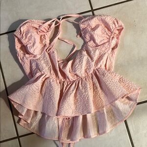 Pink Ruffled Sleeveless Top